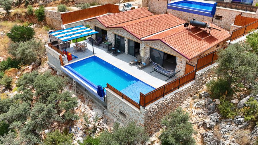 Kalkan Yeşilköyde 2+1 Özel Havuzlu Doğa Manzaralı Kiralık Lüks Villa DRM-1852