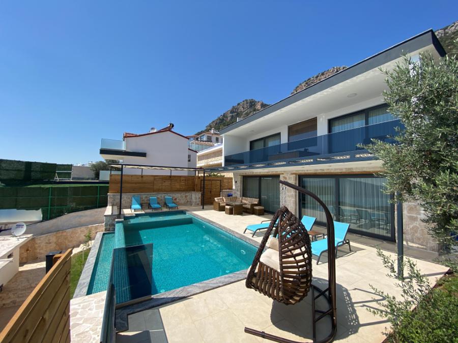 Kalkan Körderede 3+1 Özel Havuzlu Deniz Manzaralı Kiralık Lüks Villa DRM-1879