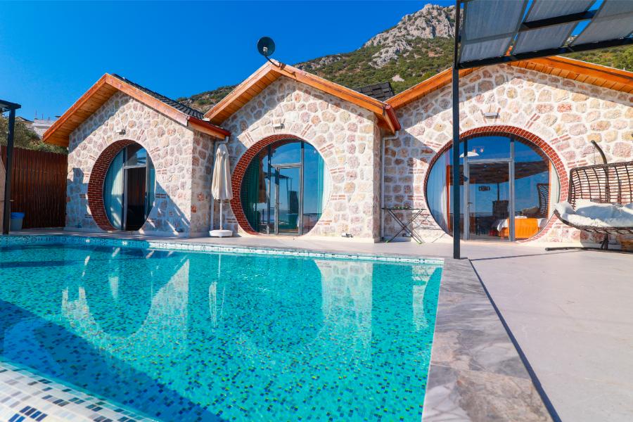 Kalkan Akbelde 2+1 Özel Havuzlu Doğa Manzaralı Kiralık Lüks Villa DRM-1954