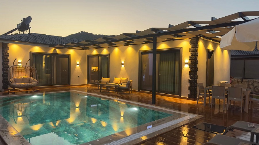 Fethiye Kayaköy'de 2+1 Doğa Manzaralı Özel Havuzlu Kiralık Villa DRM-1833