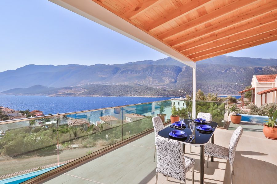 Antalya Kaş'ta 2+1 Özel Havuzlu Deniz Manzaralı Kiralık Villa DRM-2070