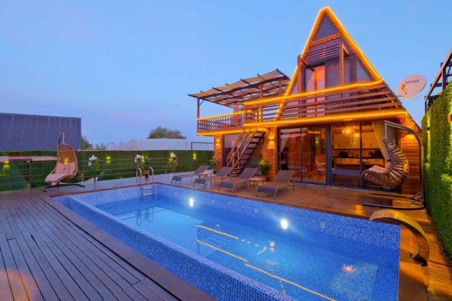 Muğla Seydikemer'de 2+1 Özel Havuzlu Denize Yakın Kiralık Bungalov DRM-1830