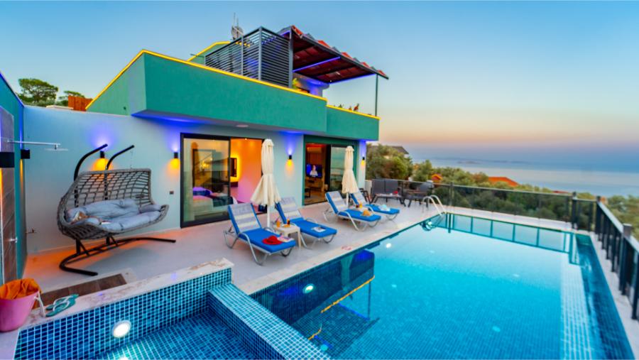Kaş Patarada 2+1 Özel Havuzlu Deniz Manzaralı Lüks Kiralık Villa DRM-1855