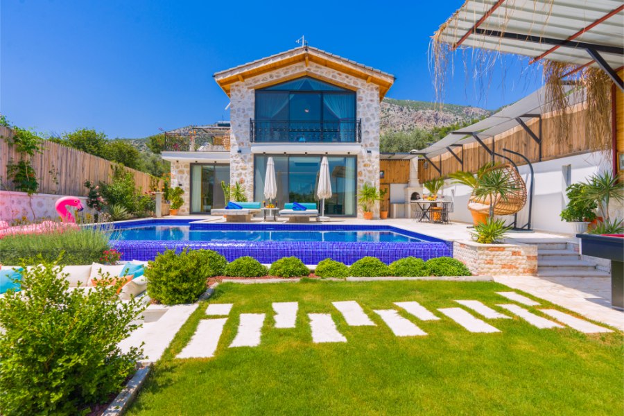 Kalkan Çayköyde 2+1 Özel Havuzlu Doğa Manzaralı Kiralık Lüks Villa DRM-1803